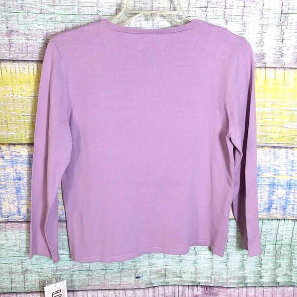 Retro Pin Up Robbie Bee Sweater Top Size 6 Lilac Accent Flower Removable Pin NWT - Picture 4 of 12